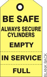 BE SAFE PERFORATED CYLINDER TAGS