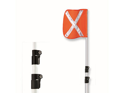 Warning Whip - General Purpose - Telescoping Pole - 10' - Non-Lighted - 16" Orange Flag - White X - TP10X-16-O