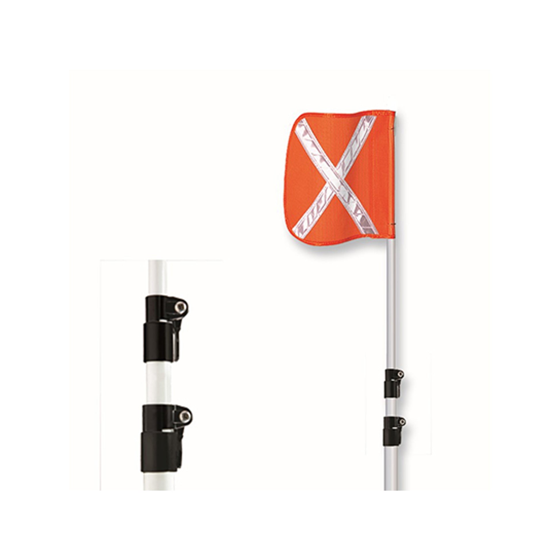 Warning Whip - General Purpose - Telescoping Pole - 13' - Non-Lighted - 16" Orange Flag - White X - TP13X-16-O