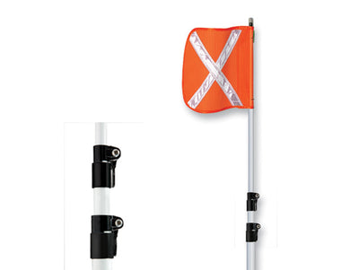 Warning Whip - General Purpose - Telescoping Pole - 21' - Non-Lighted - 16" Orange Flag - White X - TP21X-16-O
