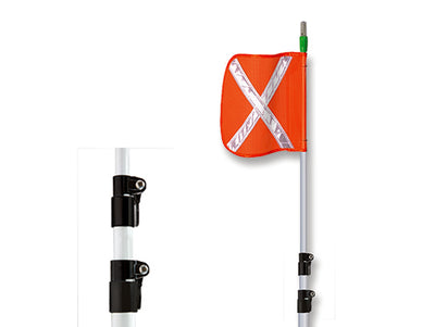 Warning Whip - General Purpose - Telescoping Pole - 10' - Lighted - 16" Orange Flag - White X - TPCWHP10XL-16-O