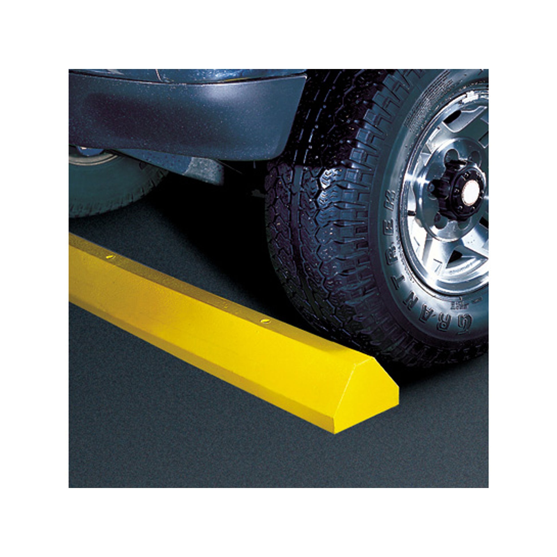 Plastic Truck Parking Stop - 8' - 96" X 7" X 10" - Yellow - With Steel Spike Hardware - TS8-SY