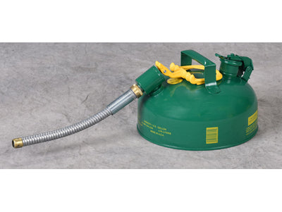 Justrite Type II Steel Safety Can for Combustibles - 1 Gallon - 7/8" Metal Hose - Green - U211SG