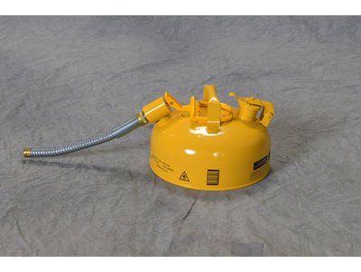 Justrite Type II Steel Safety Can for Diesel - 1 Gallon - 7/8" Metal Hose - Yellow - U211SY