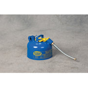 Eagle Type II Steel Safety Can for Kerosene - 2.5 Gallon - 7/8" Metal Hose - Blue - U226SB