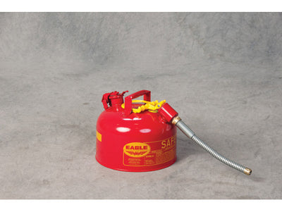 Justrite Type II Steel Safety Can for Flammables - 2.5 Gallon - 5/8" Metal Hose - Red - U226SX5