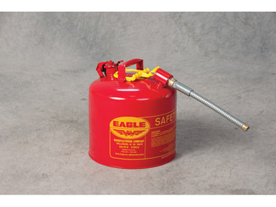 Justrite Type II Steel Safety Can for Flammables - 5 Gallon - 7/8" Metal Hose - Red - U251S
