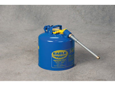 Justrite Type II Steel Safety Can for Kerosene - 5 Gallon - 7/8" Metal Hose - Blue - U251SB