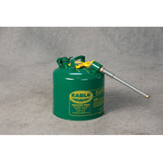 Eagle Type II Steel Safety Can for Combustibles - 5 Gallon - 7/8" Metal Hose - Green - U251SG