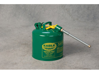 Justrite Type II Steel Safety Can for Combustibles - 5 Gallon - 7/8" Metal Hose - Green - U251SG