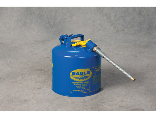 Eagle Type II Steel Safety Can for Kerosene - 5 Gallon - 5/8" Metal Hose - Blue - U251SX5B