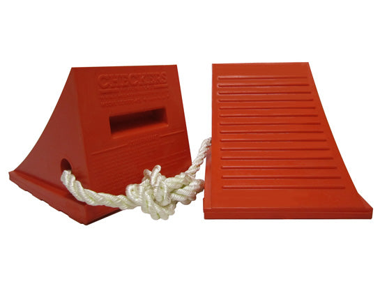 Wheel Chock - Gen Purpose - Urethane - 11.5" X 9" X 8.5" - 32"-46" Tire - 70K Lb Load - 6 Lb - Roped Pair - UC1500-6-P