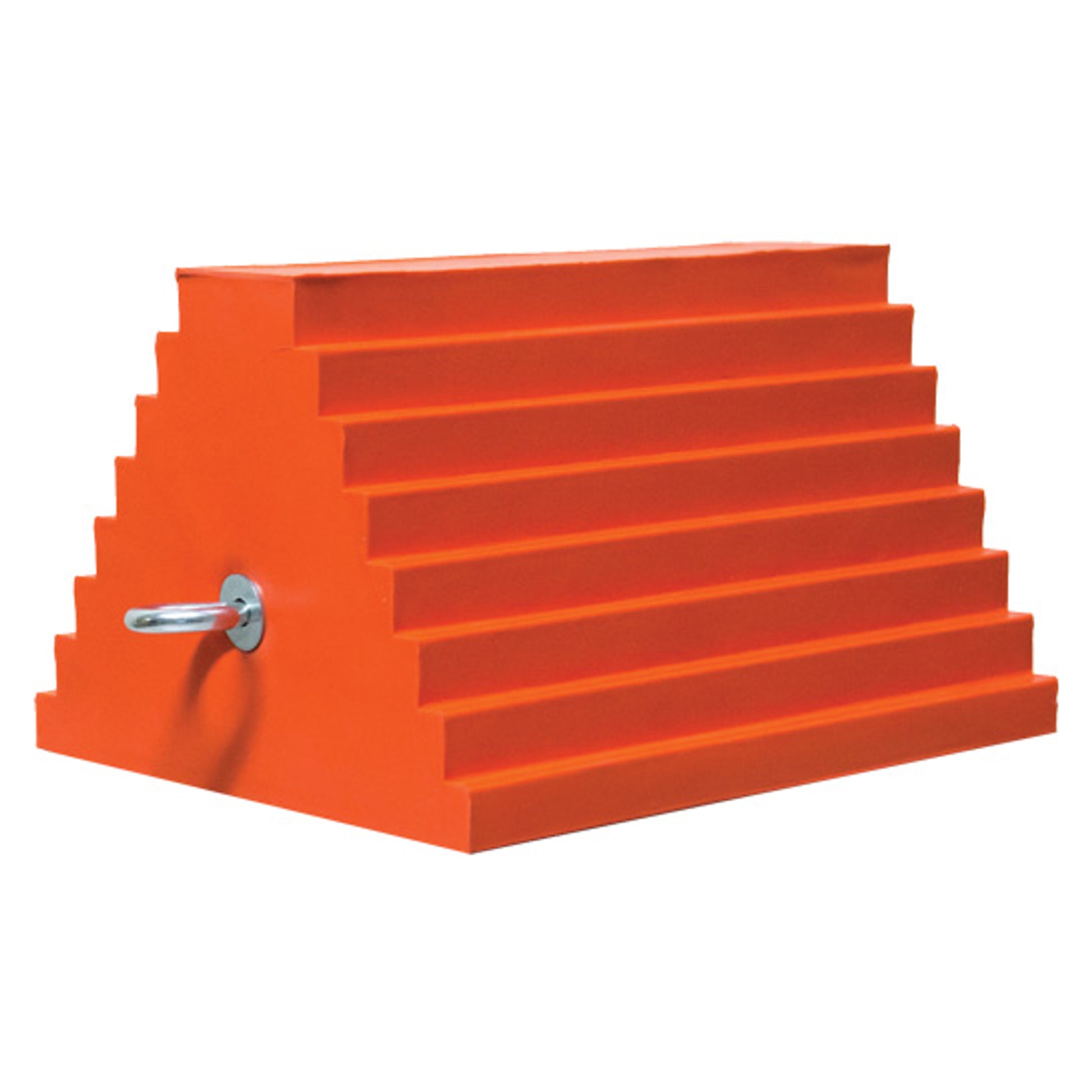 Wheel Chock - General Purpose - Urethane - 10" X 8" X 6" - 20K Lb Load - 2.86 Lb - Eyebolt - Orange - UCTS003