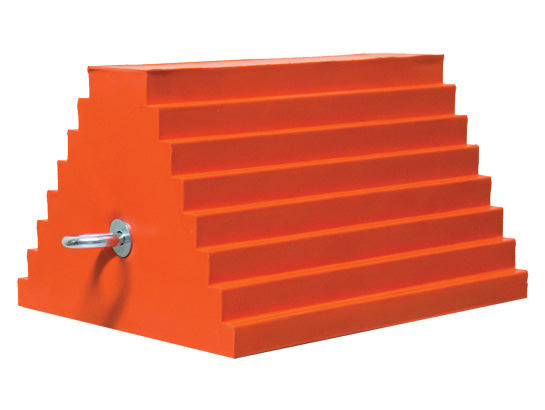 Wheel Chock - General Purpose - Urethane - 10" X 8" X 6" - 20K Lb Load - 2.86 Lb - Eyebolt - Orange - UCTS003