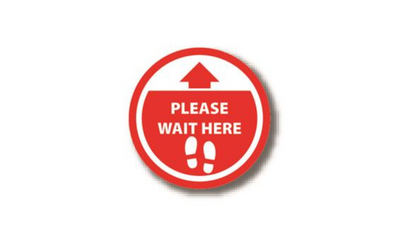 24" CIRCLE SIGNS - Circle Sign "Please Wait Here" - DSV-SIGN 576 #0728 -UEN
