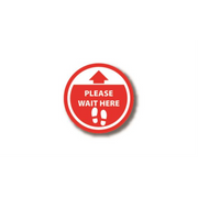4" CIRCLE SIGNS -  Circle Sign "Please Wait Here" - LS-SIGN 16 #0722 -UEN