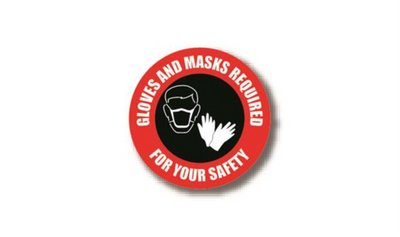 6" CIRCLE SIGNS - Circle Sign "Gloves And Mask Required For Your Safety" - DSV-SIGN 36 #0732 -UEN
