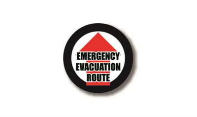 30" CIRCLE SIGNS - Circle Sign - EMERGENCY EVACUATION ROUTE - DSV-SIGN 900 #3097 -UEN