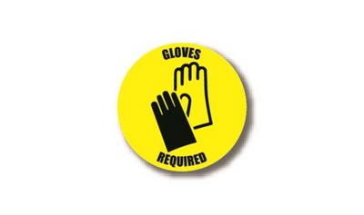 6" CIRCLE SIGNS - Circle Sign "Gloves Required" - DSV-SIGN 36 #3824 -UEN