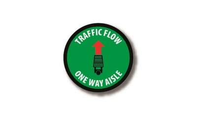 32" CIRCLE SIGNS - Circle Sign "Traffic Flow One Way Aisle" - DSV-SIGN 1024 #3885 -UEN