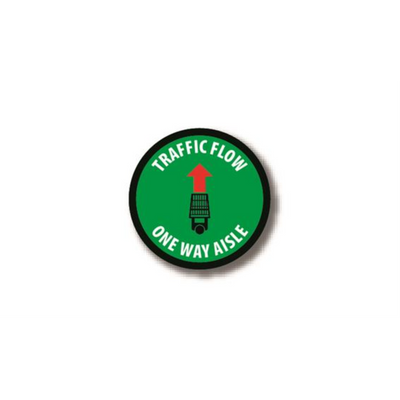 6" CIRCLE SIGNS -  Circle Sign "Traffic Flow One Way Aisle" - DSV-SIGN 36 #3878 -UEN