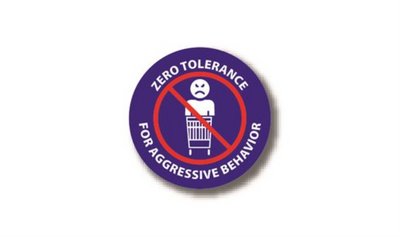 30" CIRCLE SIGNS - Circle Sign "Zero Tolerance For Aggressive Behavior" - DSV-SIGN 900 #3974 -UEN