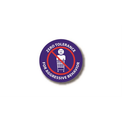 6" CIRCLE SIGNS - Circle Sign "Zero Tolerance For Aggressive Behavior" - DSV-SIGN 36 #3968 -UEN