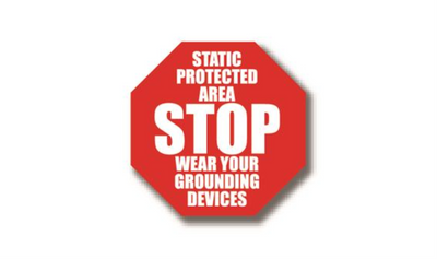 30" OCTAGON SIGNS - Octogone Sign - STOP Static Protected Area-Wear your Grounding - DSV-SIGN 900 #4054 -UEN
