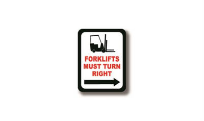 24" x 18" RECTANGLE SIGNS - Rectangle Sign - Forklifts Must Turn Right - LS-SIGN 432 #0422 -UEN