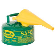 Eagle Type I Steel Safety Can for Combustibles - 1 Gallon - with Funnel - Arrester - Green - UI10FSG