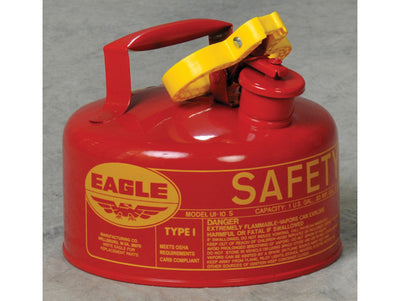 Justrite Type I Steel Safety Can for Flammables - 1 Gallon - Flame Arrester - Red - UI10S