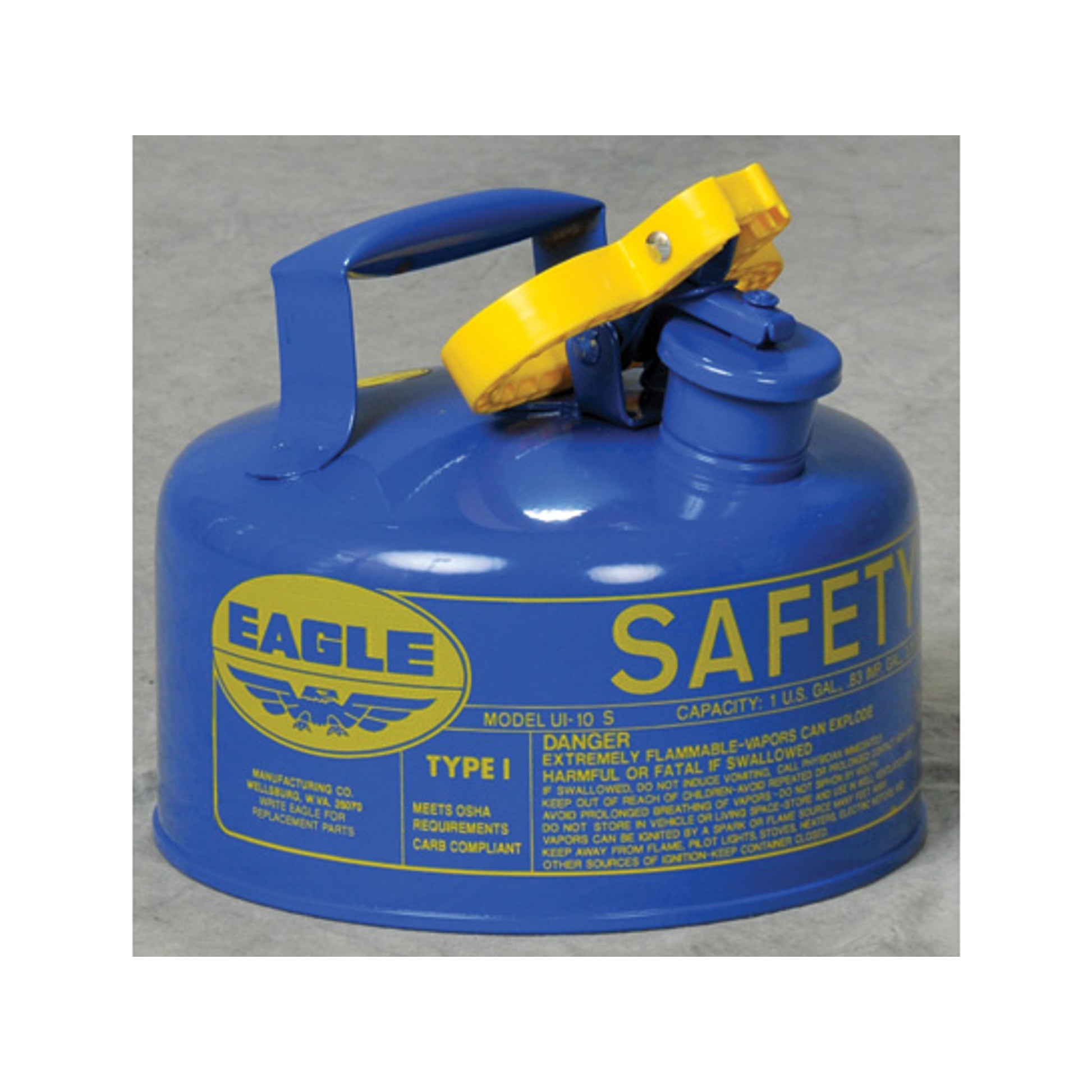 Eagle Type I Steel Safety Can for Kerosene - 1 Gallon - Flame Arrester - Blue - UI10SB
