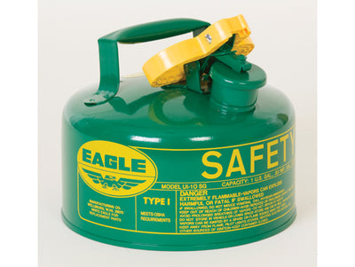 Justrite Type I Steel Safety Can for Combustibles - 1 Gallon - Flame Arrester - Green - UI10SG