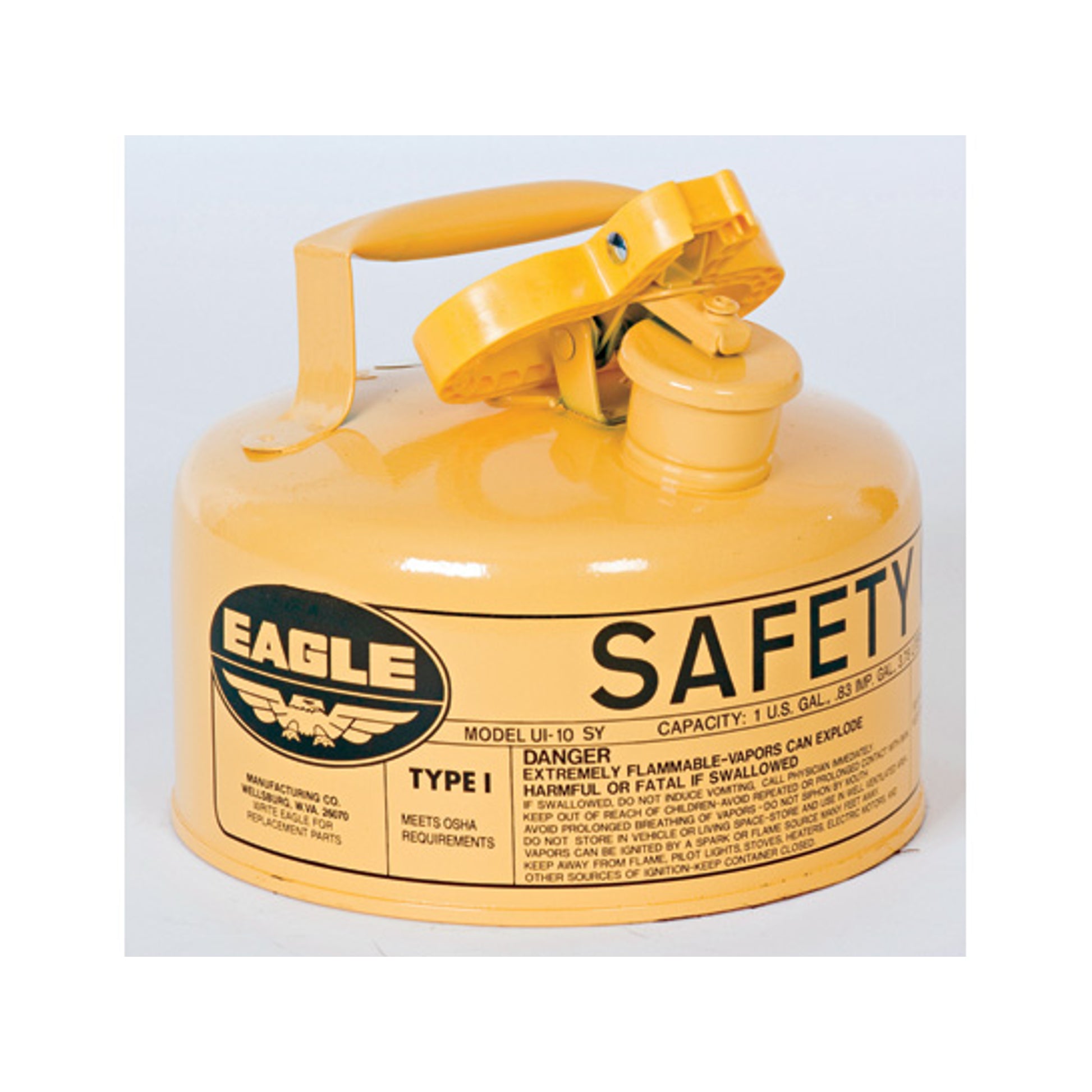 Eagle Type I Steel Safety Can for Diesel - 1 Gallon - Flame Arrester - Yellow - UI10SY