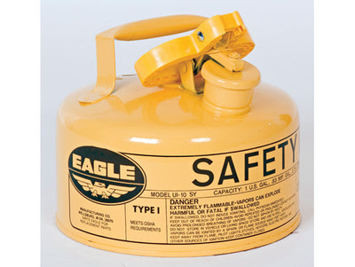 Justrite Type I Steel Safety Can for Diesel - 1 Gallon - Flame Arrester - Yellow - UI10SY
