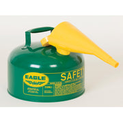 Eagle Type I Steel Safety Can for Combustibles - 2 Gallon - with Funnel - Arrester - Green - UI20FSG