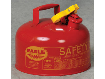 Justrite Type I Steel Safety Can for Flammables - 2 Gallon - Flame Arrester - Red - UI20S
