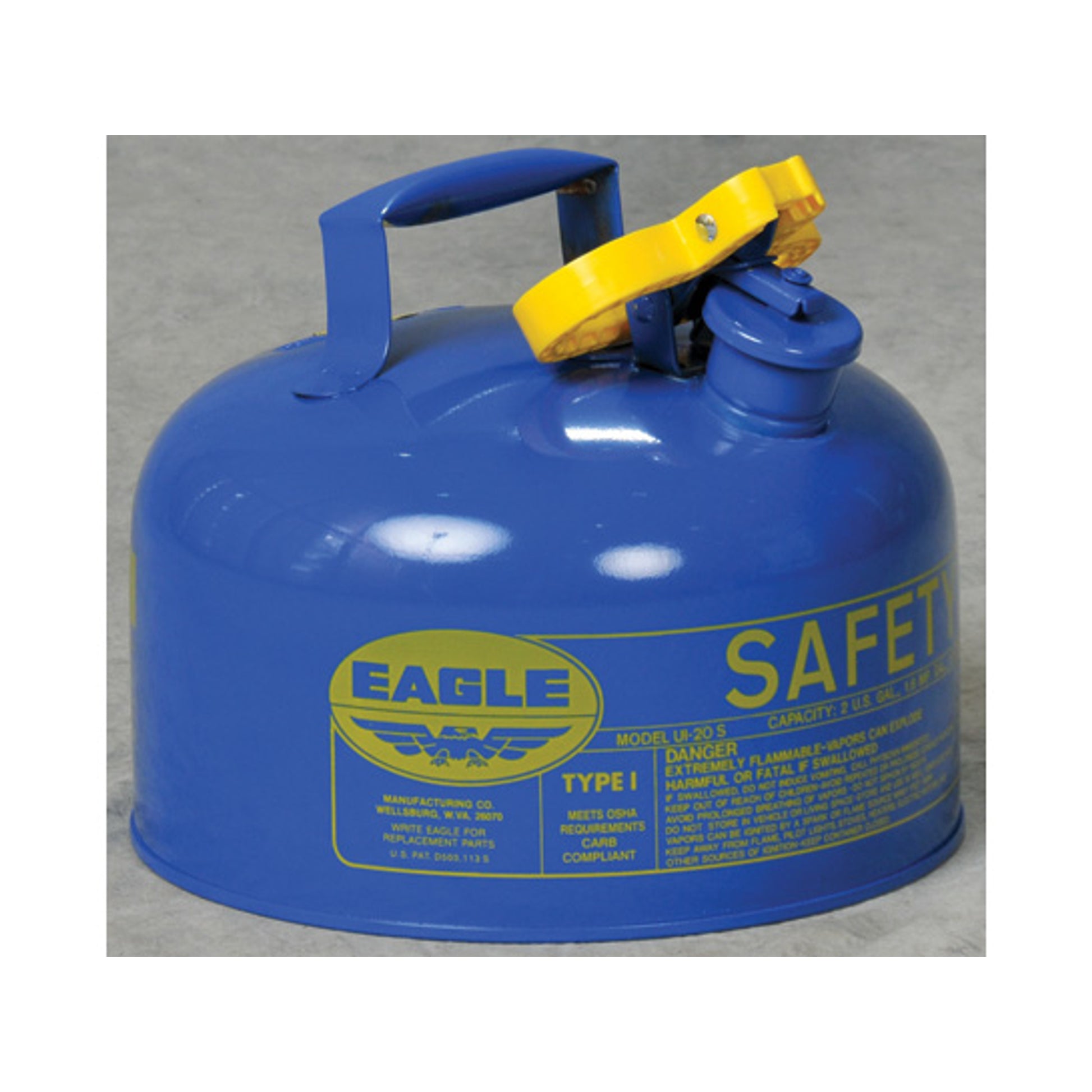 Eagle Type I Steel Safety Can for Kerosene - 2 Gallon - Flame Arrester - Blue - UI20SB