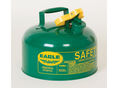 Justrite Type I Steel Safety Can for Combustibles - 2 Gallon - Flame Arrester - Green - UI20SG