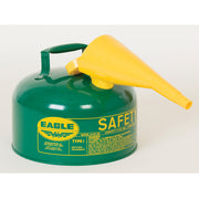Eagle Type I Steel Safety Can for Combustibles - 2.5 Gallon - with Funnel - Arrester - Green - UI25FSG