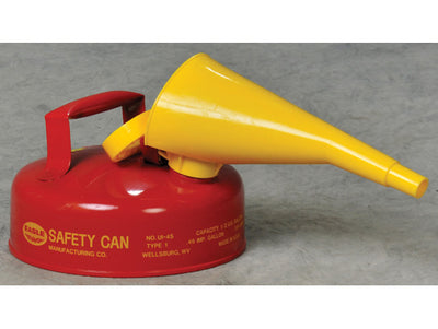 Justrite Type I Steel Safety Can for Flammables - 2 Quart - with Funnel - Flame Arrester - Red - UI4FS