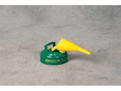 Justrite Type I Steel Safety Can for Flammables - 2 Quart - with Funnel - Flame Arrester - Green - UI4FSG