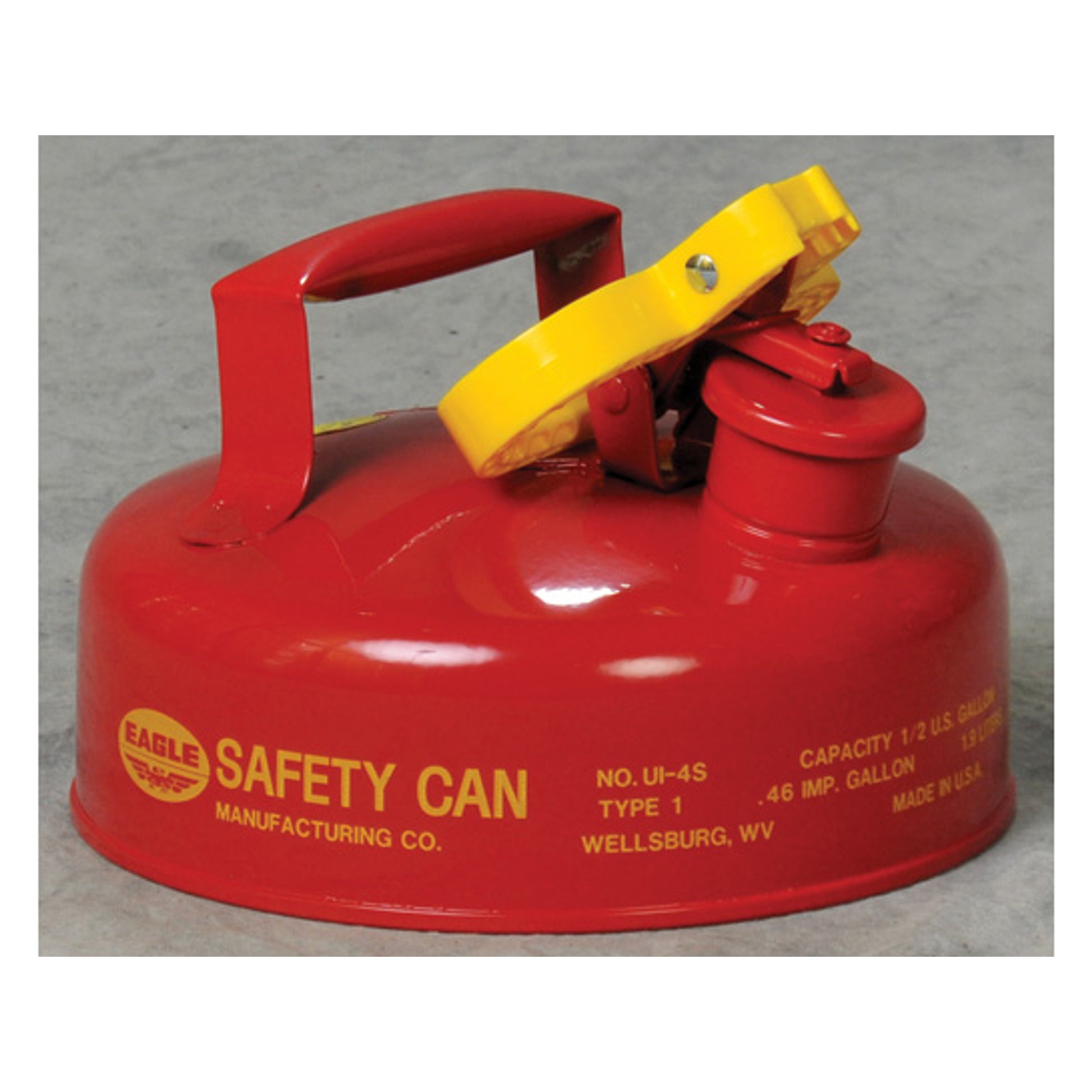 Eagle Type I Steel Safety Can for Flammables - 2 Quart - Flame Arrester - Red - UI4S