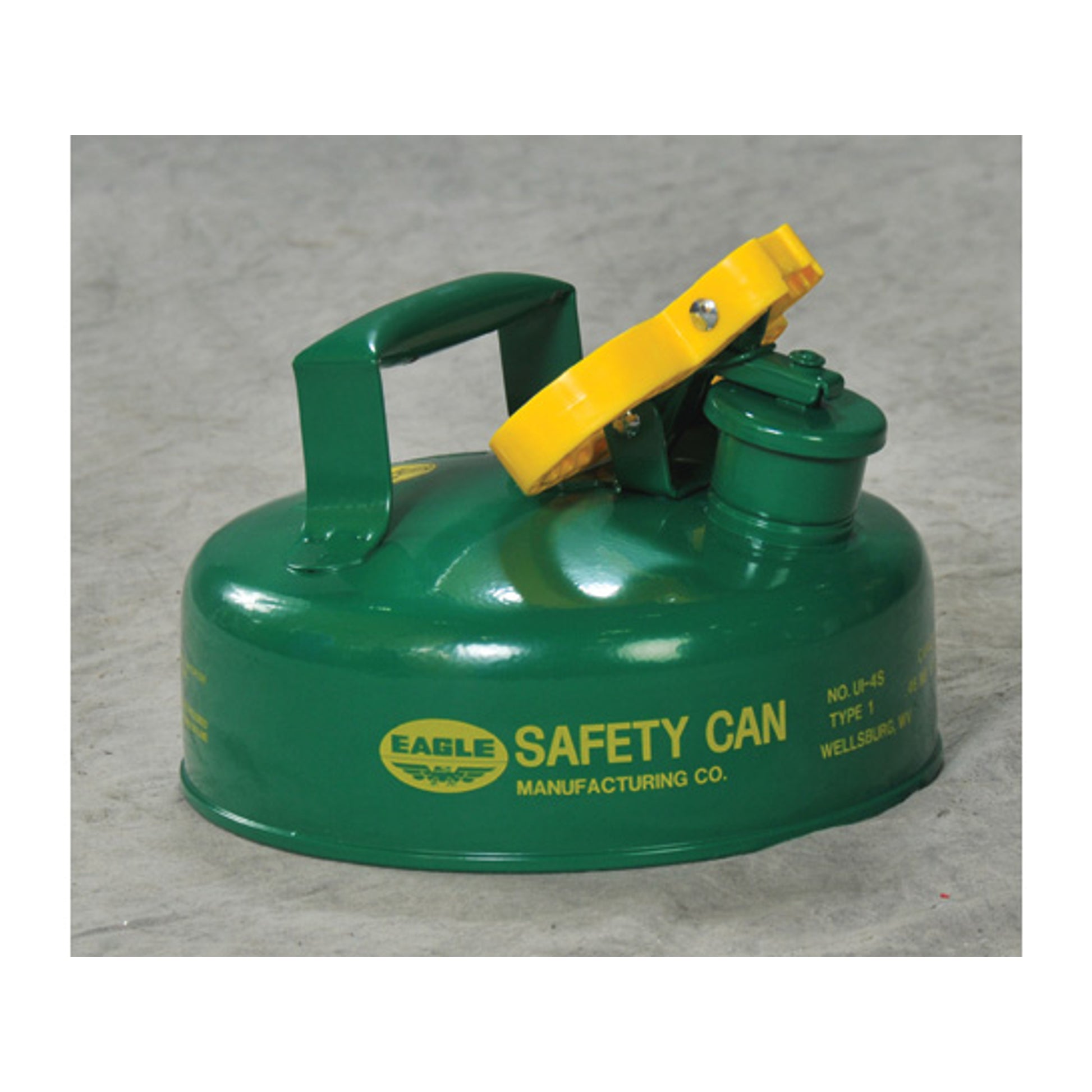 Eagle Type I Steel Safety Can for Combustibles - 2 Quart - Flame Arrester - Green - UI4SG
