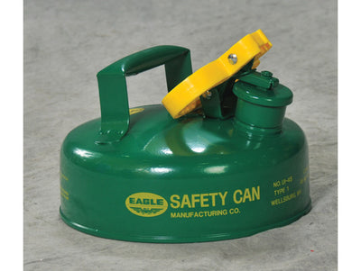 Justrite Type I Steel Safety Can for Combustibles - 2 Quart - Flame Arrester - Green - UI4SG