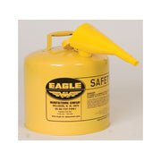 Eagle Type I Steel Safety Can for Diesel - 5 Gallon - with Funnel - Flame Arrester - Yellow - UI50FSY