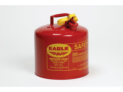 Justrite Type I Steel Safety Can for Flammables - 5 Gallon - Flame Arrester - Red - UI50S