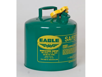 Justrite Type I Steel Safety Can for Combustibles - 5 Gallon - Flame Arrester - Green - UI50SG