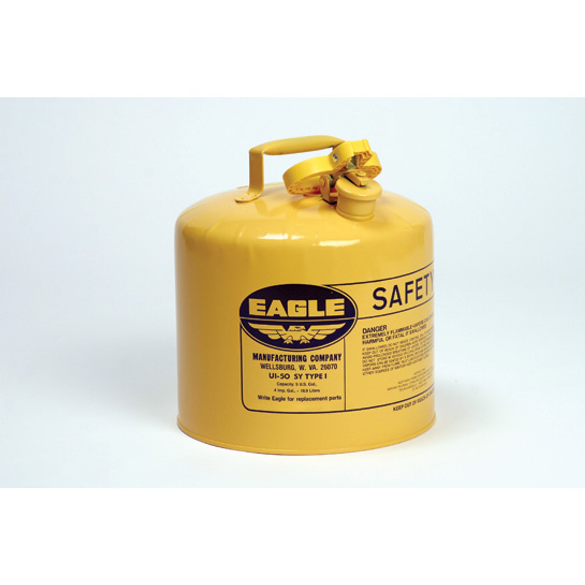Eagle Type I Steel Safety Can for Diesel - 5 Gallon - Flame Arrester - Yellow - UI50SY