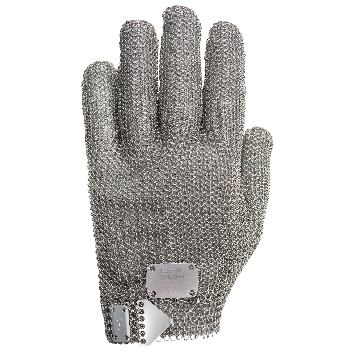 US Mesh Stainless Steel Glove w/Steel Prong Closure - Wrist Length - Silver - 1/EA - USM-1180